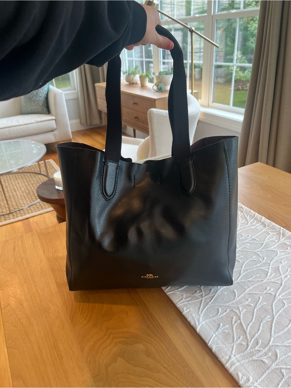 F58660 Coach Black Pebbled Leather Derby Tote Bag